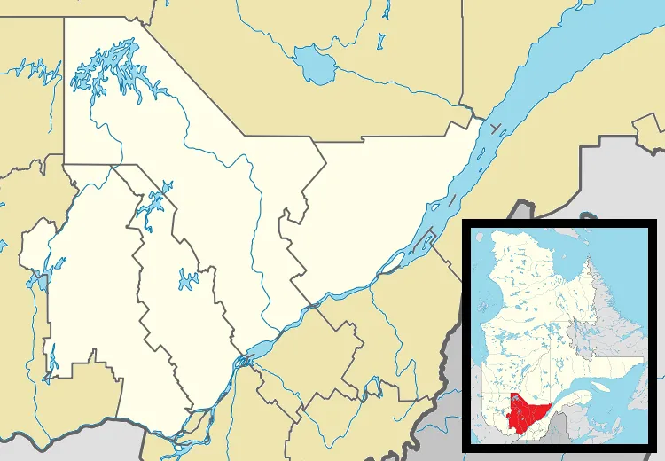 Map of central Québec Province for use in location map templates.