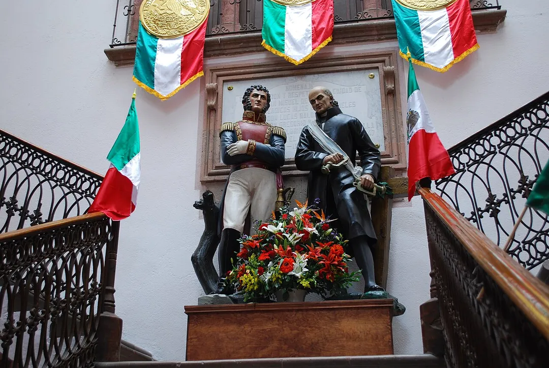 Images of Ignacio Allende and Miguel Hidalgo in the municipal palace of San Miguel Allende, Guanajuato, Mexico