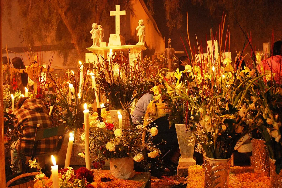 Scene during the Alumbrada portion of Day of the Dead in San Andres Mixquic, Mexico City