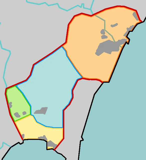 Mapa mudo con las zonas urbanizadas del municipio de San Roque.