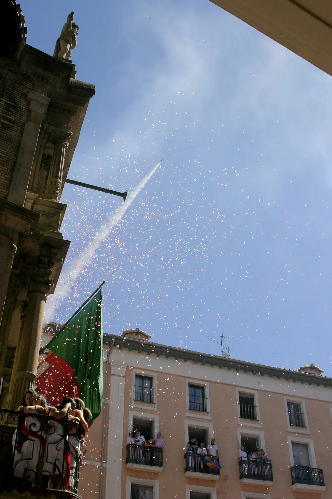 Rocket thrown from the Town Hall of Pamplona (Spain) that signifies the beginning of the San Fermin festival.