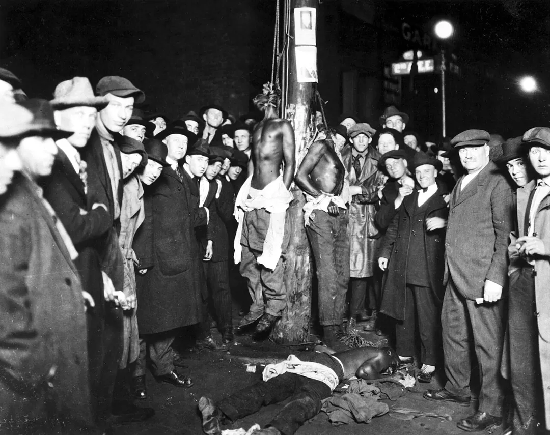 A postcard of a Duluth lynchings, June 15, 1920.