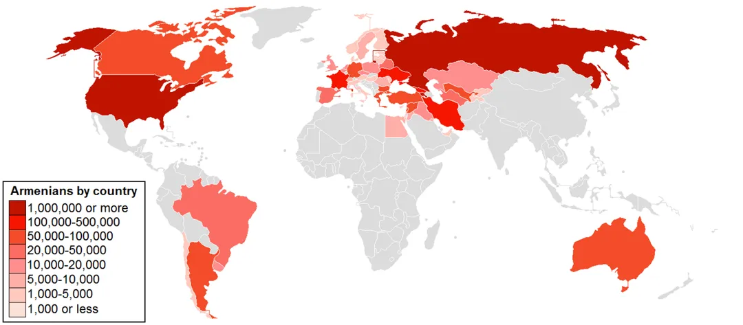 Map of the en:Armenian diaspora