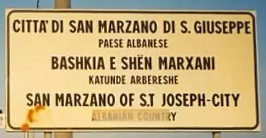 Trilingual square plate in San Marzano di San Giuseppe
