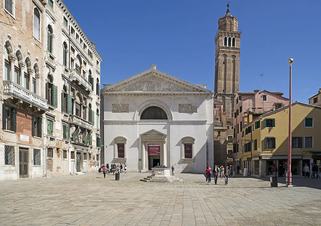 Church and campo San Maurizio today Museo della musica in Venice.