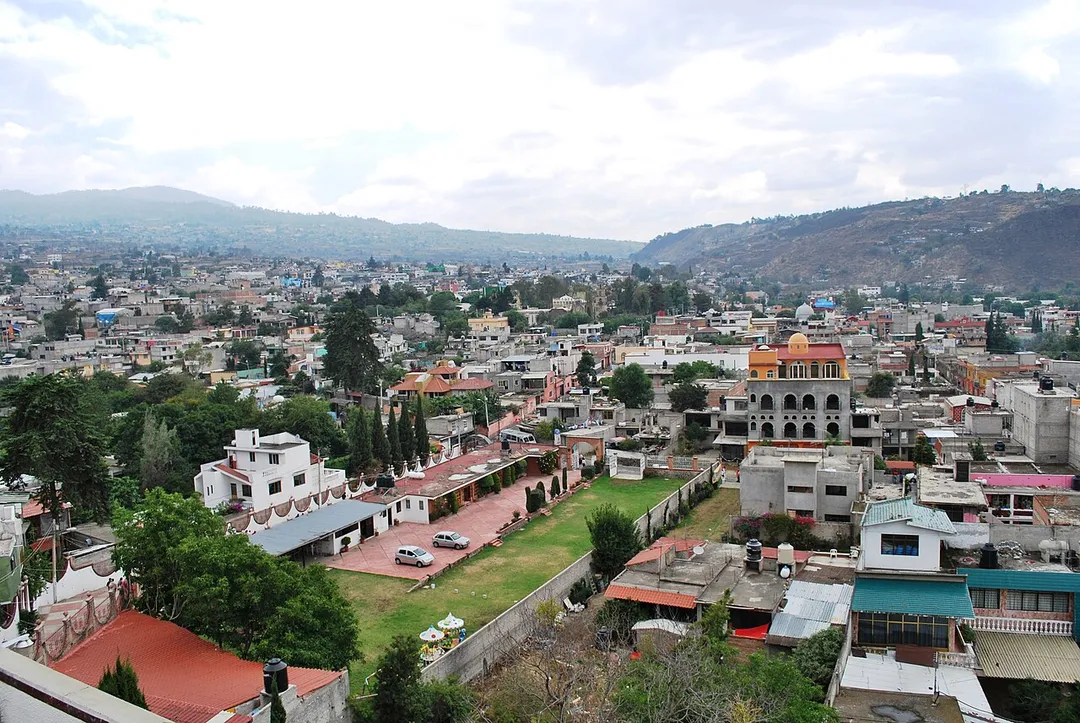 The community of San Pedro Atocpan in the borough of Milpa Alta in the Federal District of Mexico City as viewed from Señor de las Misericordias Church