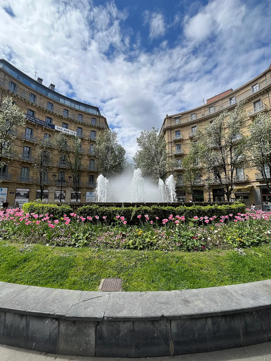 fountain and garden in San Sebastián, Spain