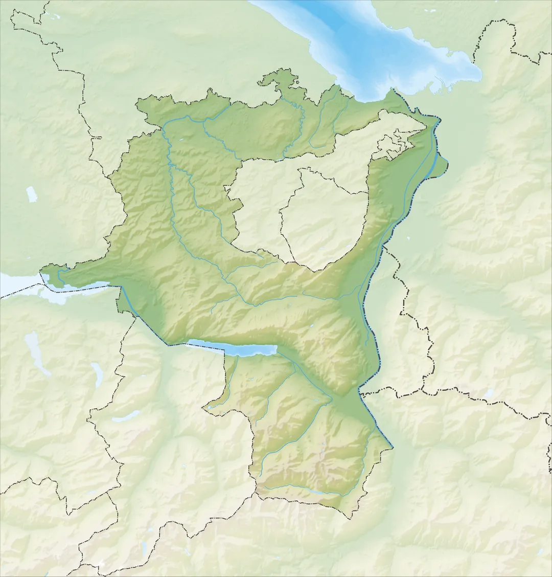 Reliefkarte des Kantons St. Gallen