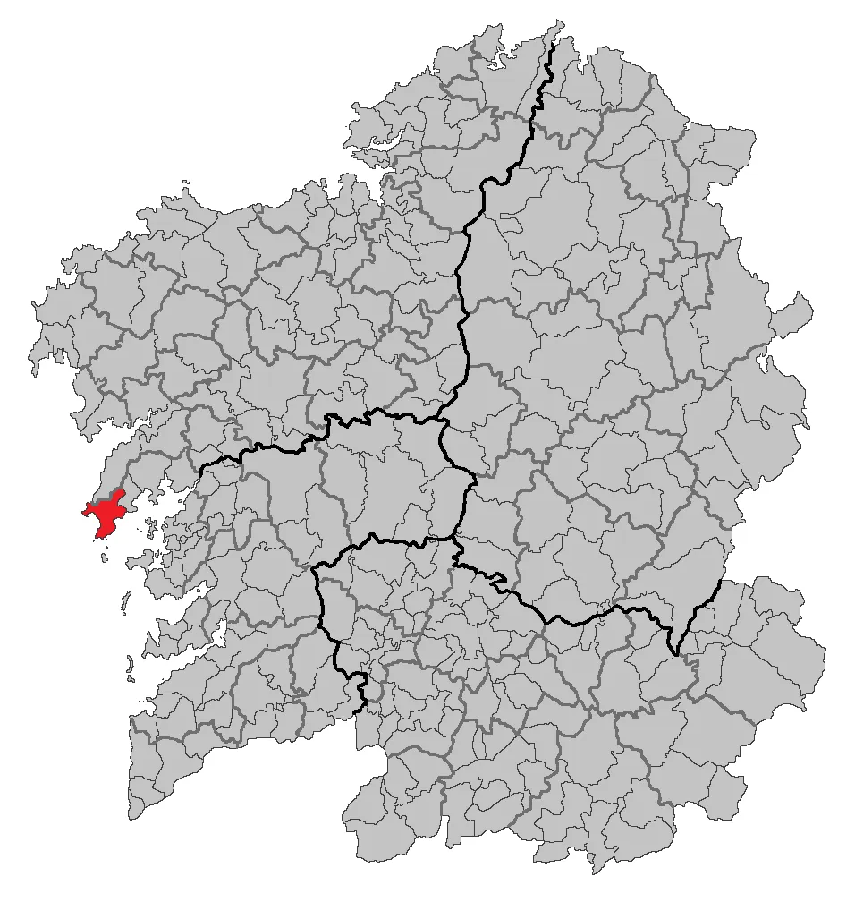 Mapa coa localización do concello de Ribeira.
