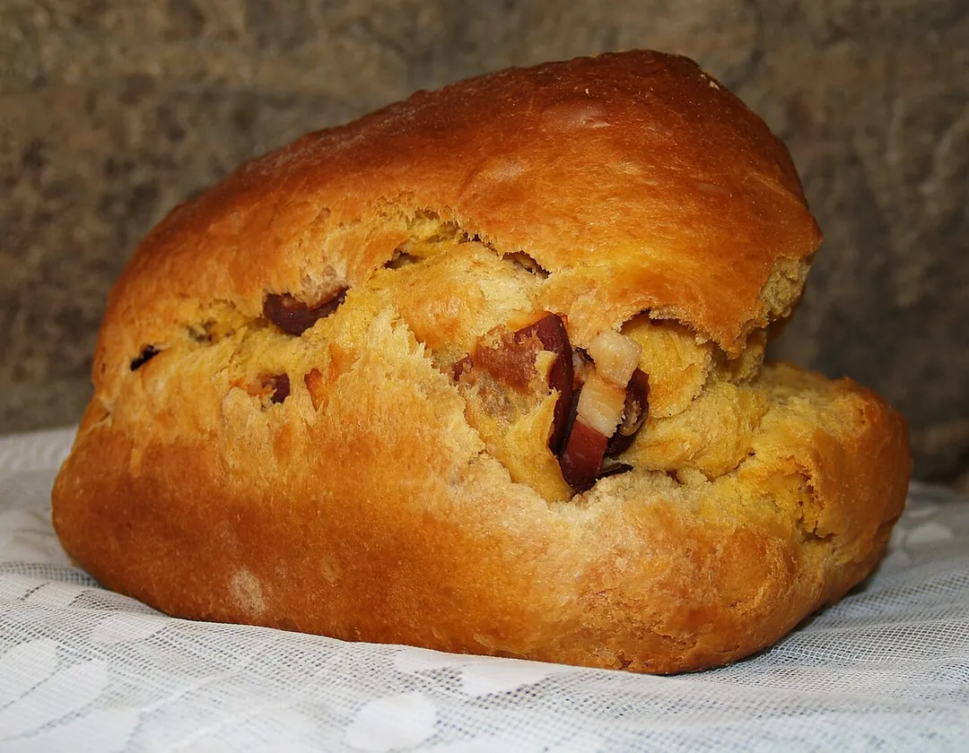 Folar de Chaves, a meat filled bread from Chaves, Portugal