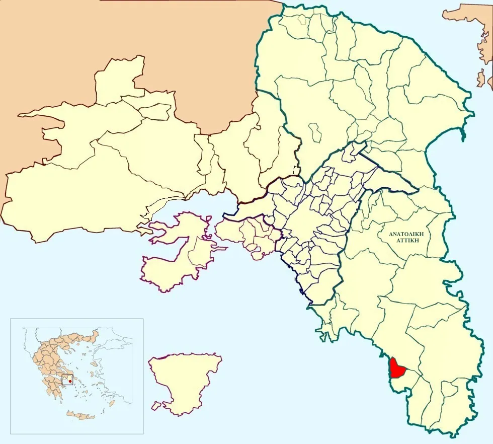 Location of Saronida in Attica map