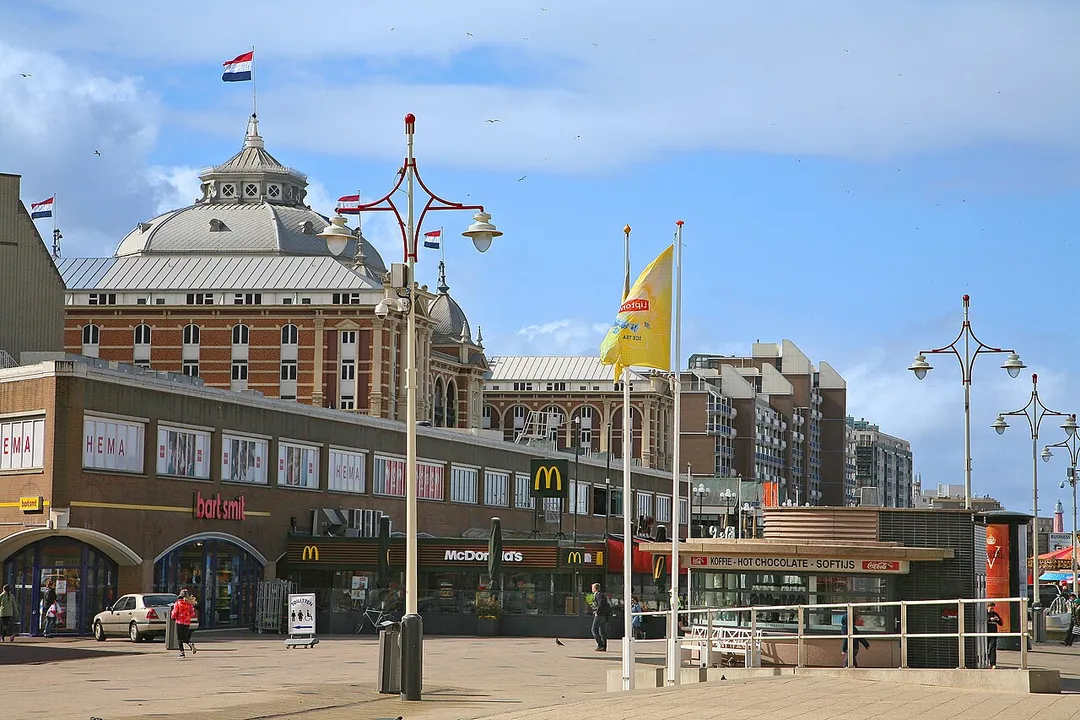 Beach promenade in the seaside resort Scheveningen, Netherlands.