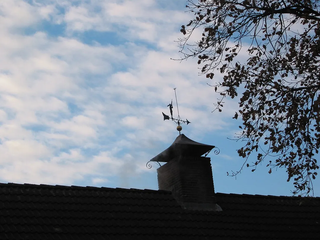 Op een van de huizen in de Schutsboom staat op het dak deze windvaan die verwijst naar de straatnaam.