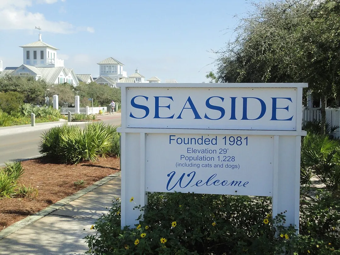 Entrance sign to Seaside, Florida