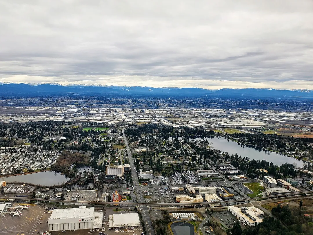 Birds-eye view of SeaTac, Washington