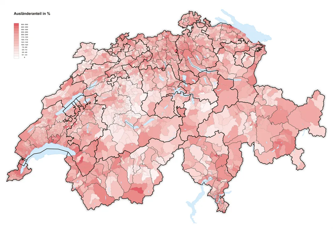 Percentage of foreigners in Switzerland