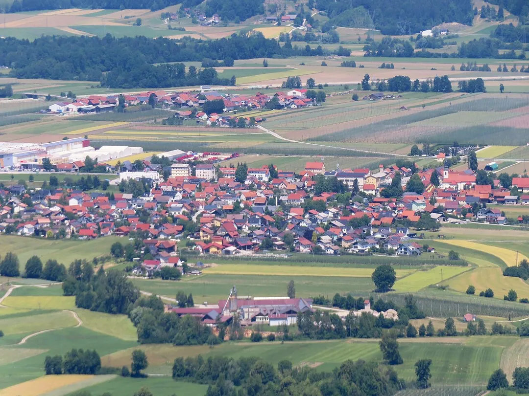 Šempeter v Savinjski Dolini with Spodnje Grušovlje in the background, Municipality of Žalec, Slovenia