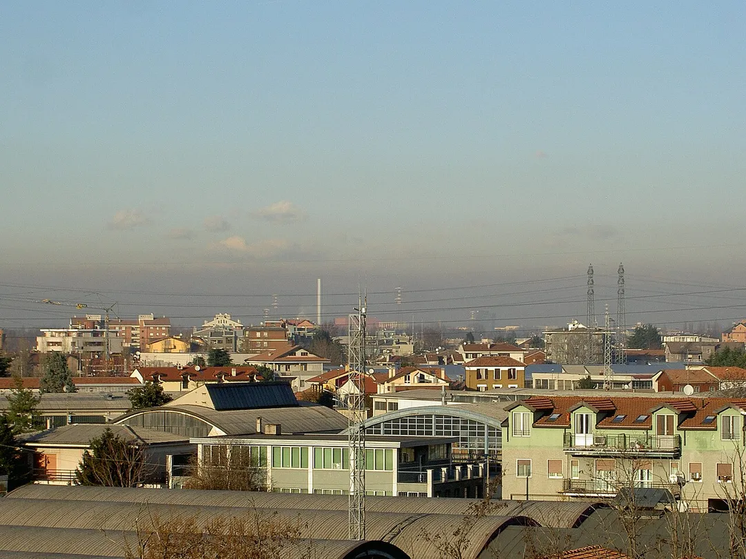 "Settimo Milanese" town, near Milan in Italy, as seen from South.