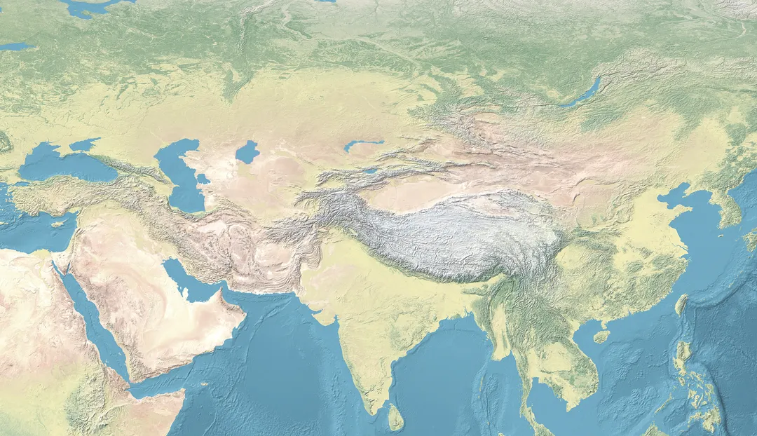Map Asia physical (continental)