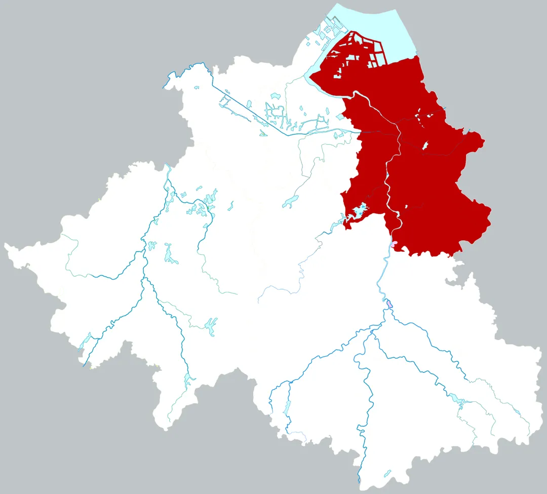 Location of Shangyu district in Shaoxing city, China