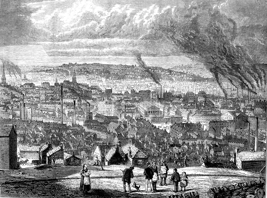 General View of Sheffield from the East, taken from St John's Church. Illustration for The Graphic, 28 November 1874.
Probably St. Johns Park Church, Sheffield

Print from The Graphic of 28 November 1874: General View of Sheffield from the east - Taken from St. John's Church