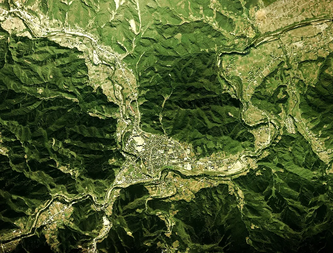 Shimonita town center area Aerial photograph.1975