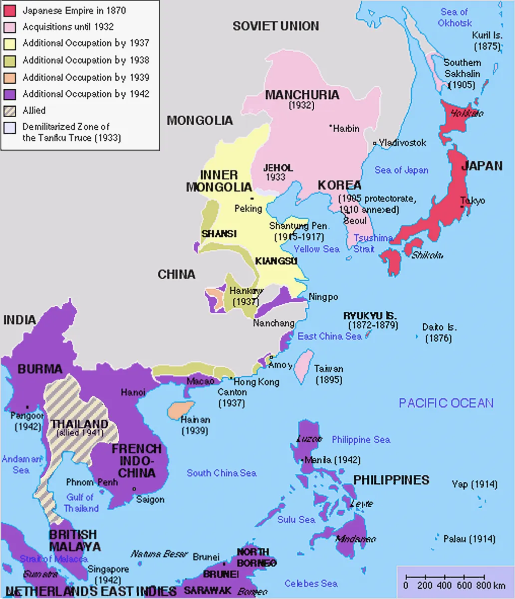 Original map was created by Kokiri, based in part on File:BlankMap-World.png. Subsequent modifications to colors performed by Huhsunqu. Additional corrections (fixed Ryukyu Islands, Sichuan, grammar in table) by Markalexander100.