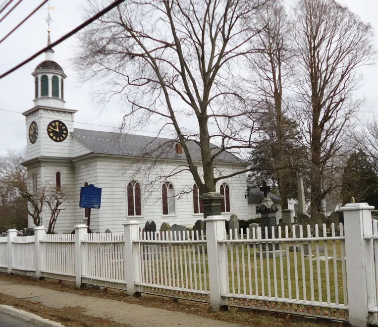 Looking northeast from Rte 35 (Broad Street) at Christ Church Episcopal in Shrewsbury, New Jersey.