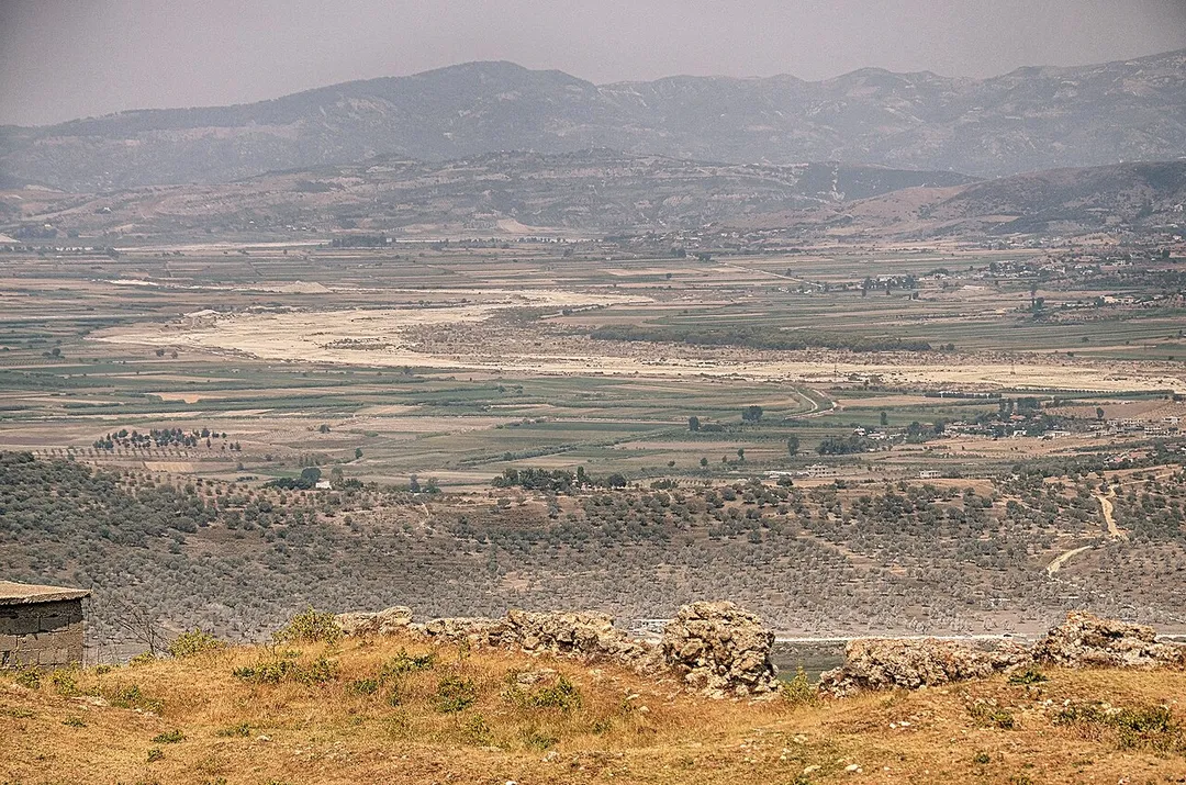 The lower valley of the Shushicë River as seen from the Castle of Kanina