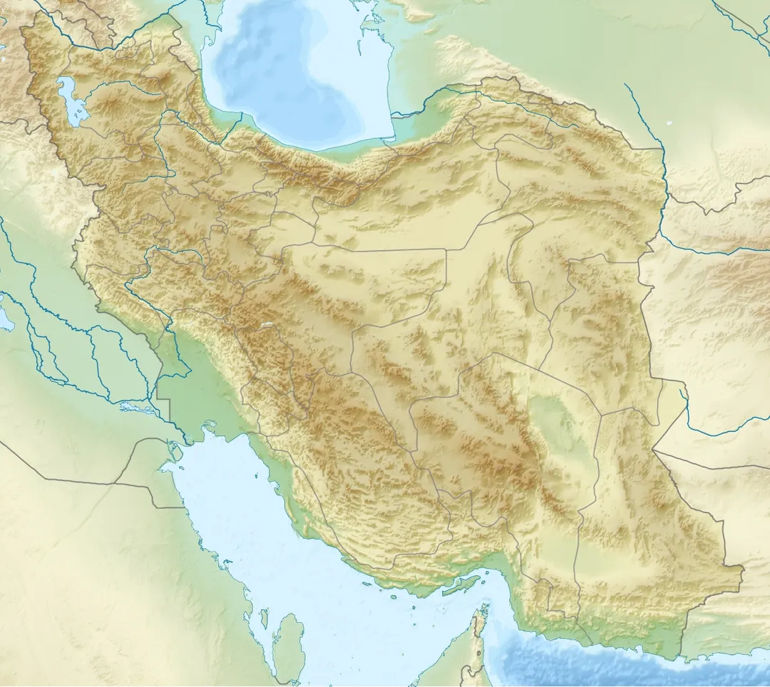 Topographic map of the Iranian plateau in Central Asia, connecting to Anatolia in the west and Hindu Kush and Himalaya in the east.