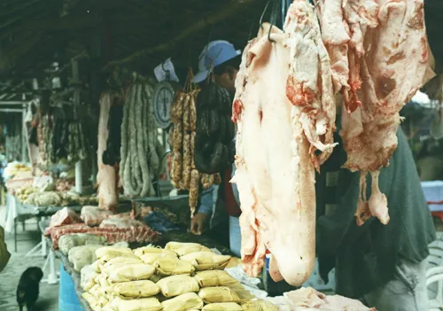 Traditional food products at market in Simoca, Argentina