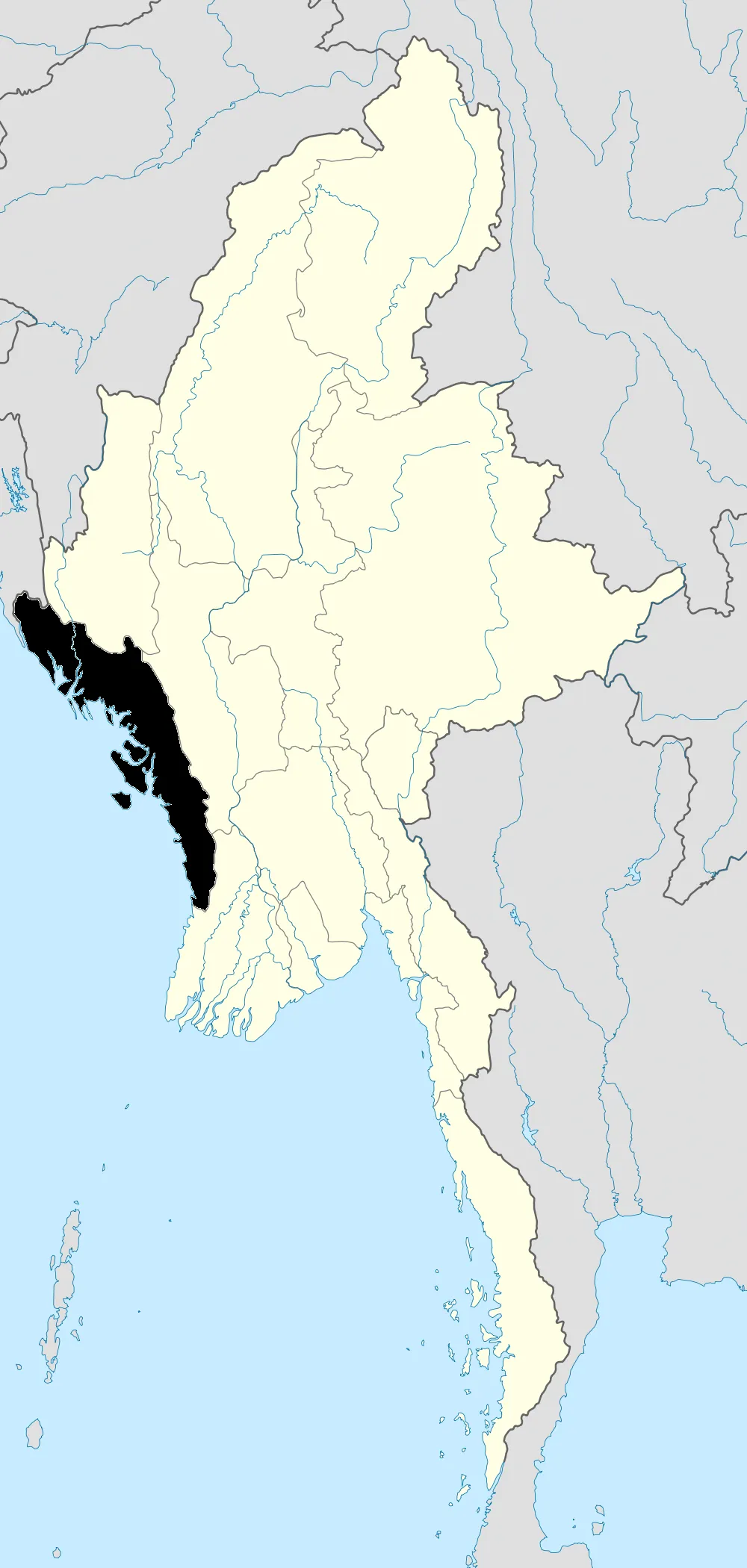 Map showing Rakhine in Burma