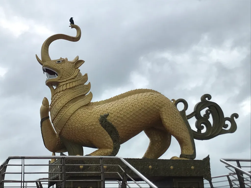 A Bya La statue at the Sittwe Viewpoint park. The Byala is the Rakhine version of the Burmese Nawarupa, a mythological chimeric creature made of 9 animals,