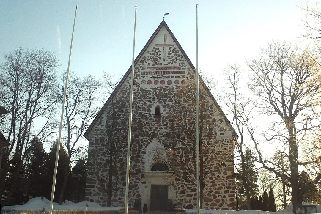 Church of St.Peter in Siuntio as seen from the road.