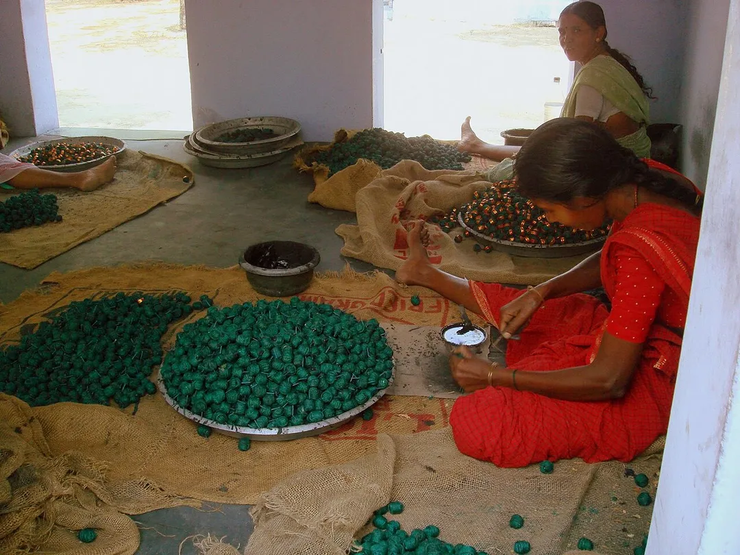 A woman in the making of bomb shells.