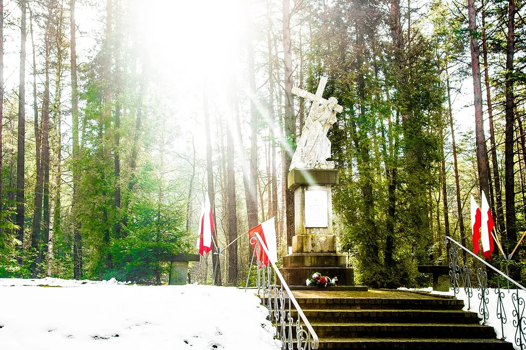 Mogiła zbiorowa w lesie na osiedlu Bór w Skarżysku-Kamiennej: pomnik z rzeźbą przedstawiającą Chrystusa dźwigającego krzyż. Na postumencie żeliwna tablica z datą masowej egzekucji skarżyszczan przez hitlerowców oraz napisem: „Przechodniu! Powiedz Polsce, tu leżym, Jej syny: posłuszni i wierni do ostatniej godziny”.
