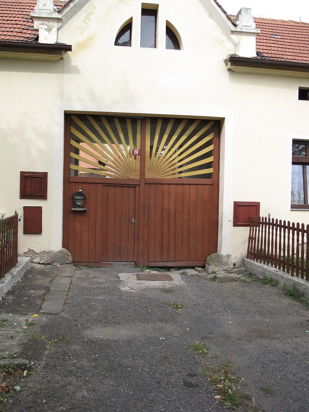 Gate in Slatina village, Litoměřice District, Czech Republic.