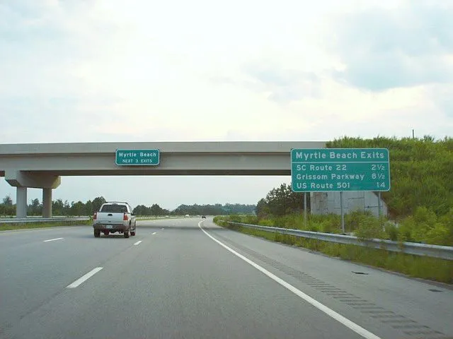 Carolina Bays Parkway at Near SC 22 showing Myrtle Beach Exits
