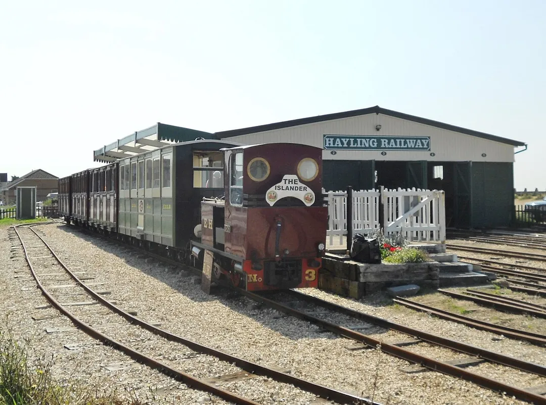 Hayling Seaside Railway, Hampshire, England. A narrow-gauge railway along Hayling Island seafront; a visitor attraction.
