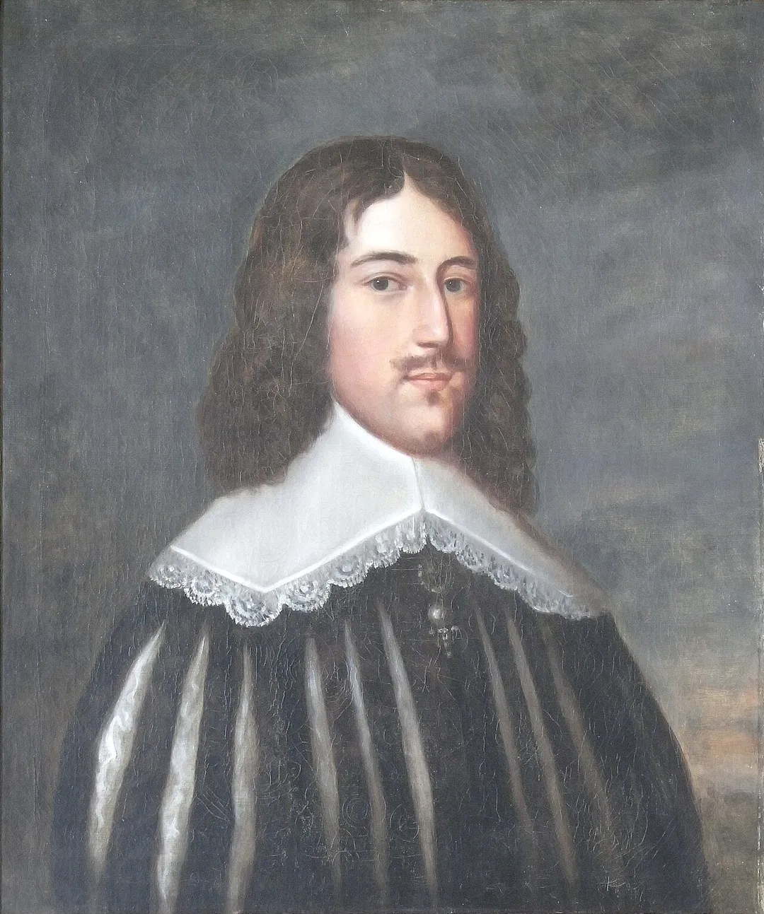 Portrait of Hugh Squier (1625-1710), benefactor of South Molton, Devon, in the Mayor's Parlour, Guildhall, South Molton. Oil on canvas (74cm * 60cm). Painted in 1799 by a certain Mr Whitby, a copy of the miniature purchased by the Town Council in 1796. It hung formerly in Hugh Squier's School.[1]