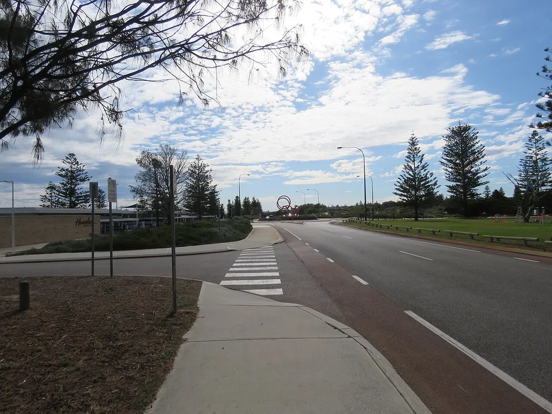 Challenger Parade, City Beach, Western Australia, running parallel to the coast. The view is to the north.