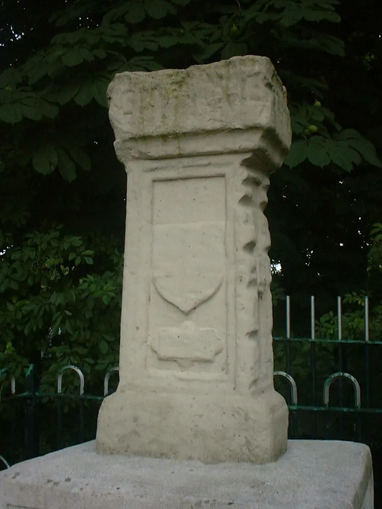 The London Stone beside the River Thames in the Lammas Pleasure Ground, Staines.
Details and more images. Images of England entry with details of the inscriptions.