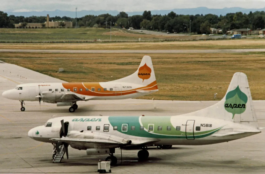 Convair 580 of Aspen Airways at Denver Stapleton Airport in 1986