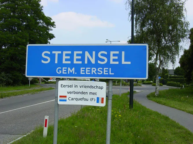 A place name sign of Steensel, a village in North Brabant, the Netherlands.