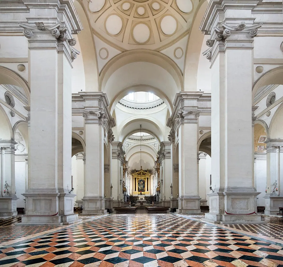 Churche Saint Justina of Padua in Italy. Interior view.