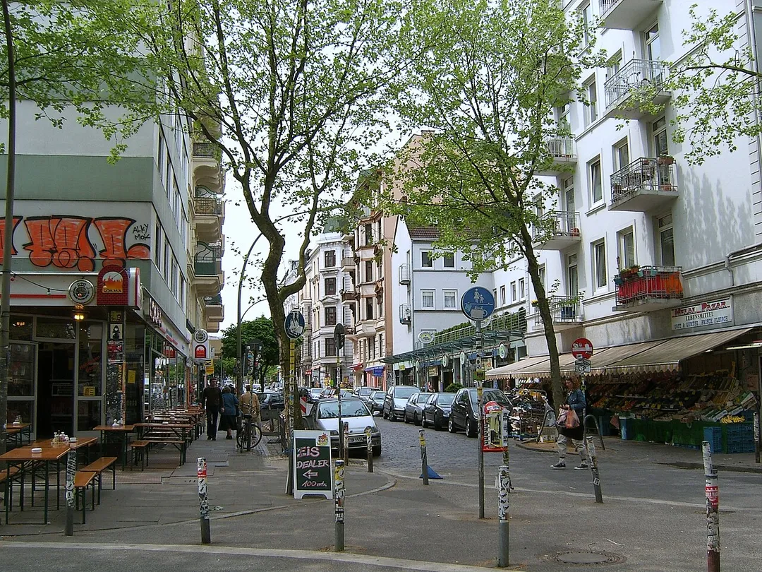 Blick in die Susannenstraße im Schanzenviertel in Hamburg.