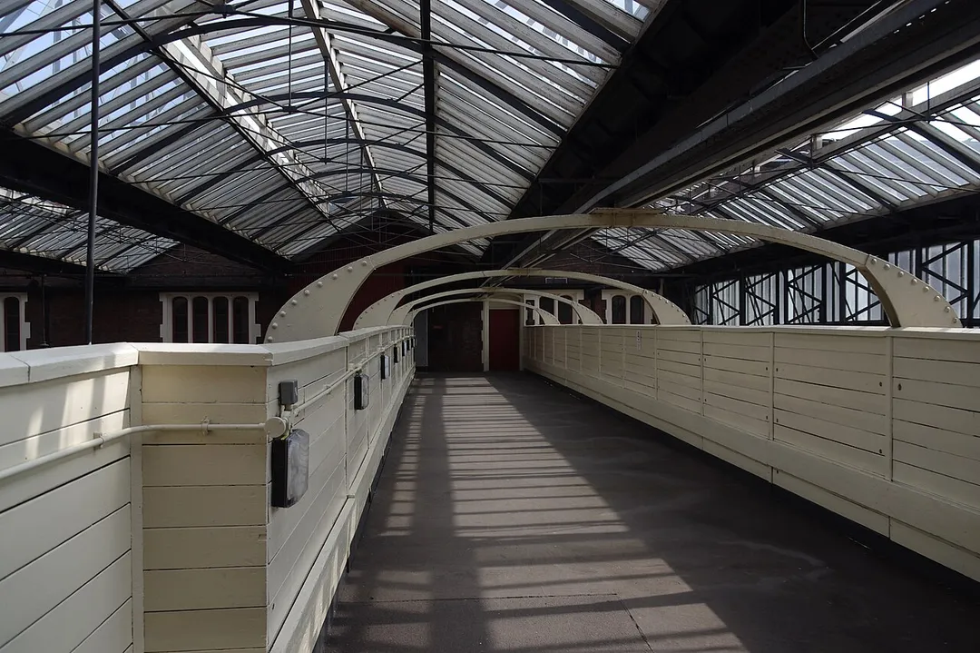 The footbridge at Stoke-on-Trent railway station.
A bit annoying, because you can only use it via lifts, which is time-consuming.