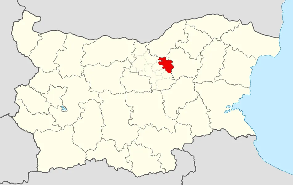 Location map of Strazhitsa Municipality within Bulgaria and Veliko Tarnovo Province.