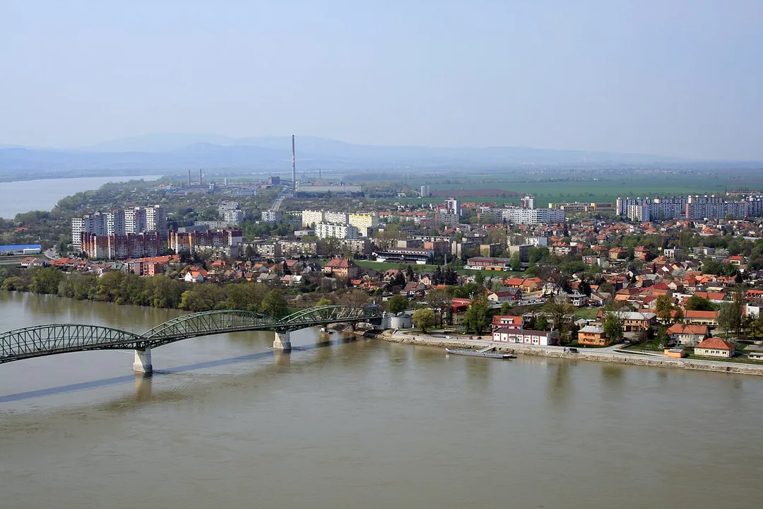 View from tower of Esztergom Basilica, Esztergom on Štúrovo, Slovakia