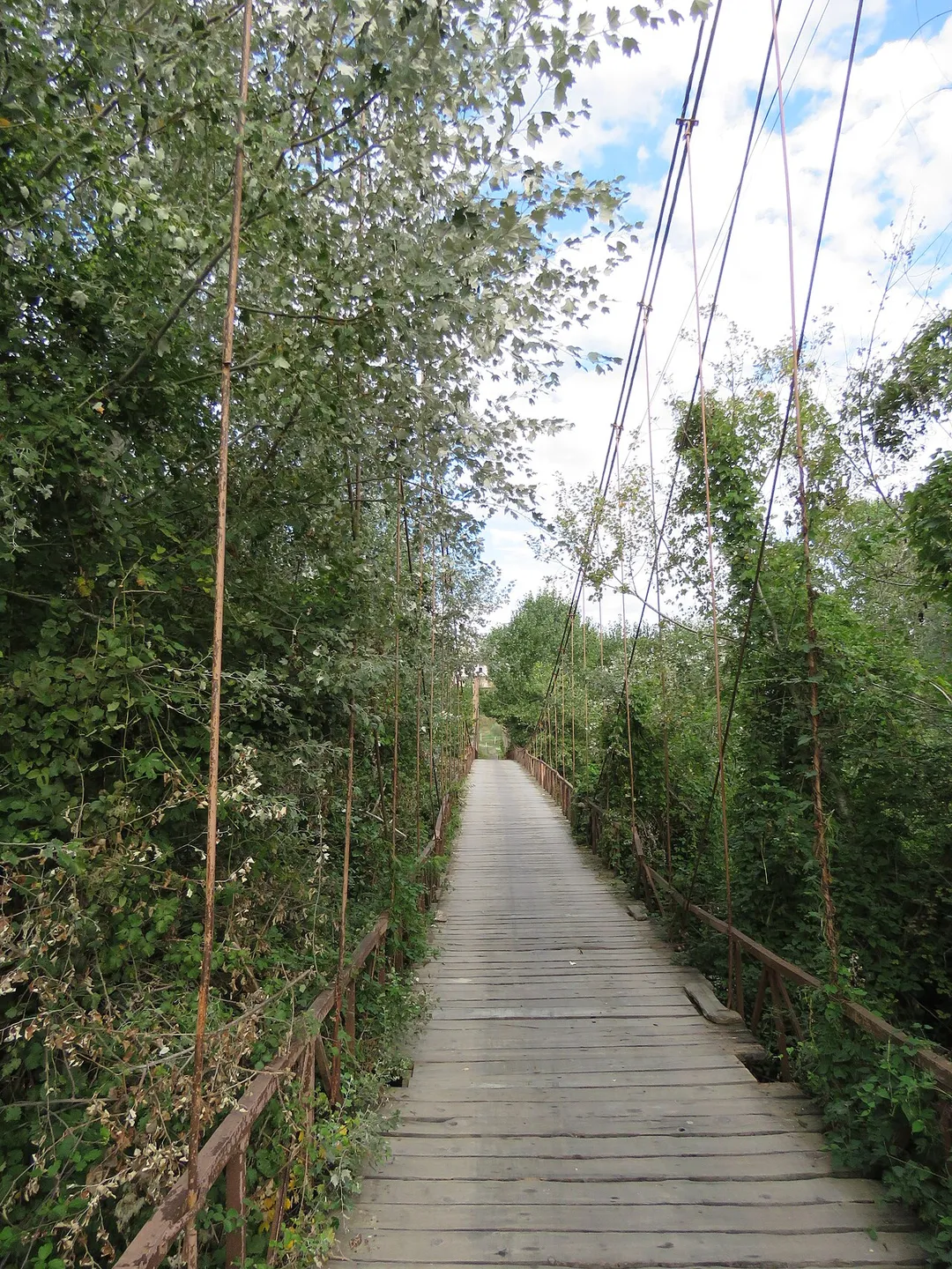 Foot bridge at Sukth-Vendas, Albania, crossing the Zezes River.